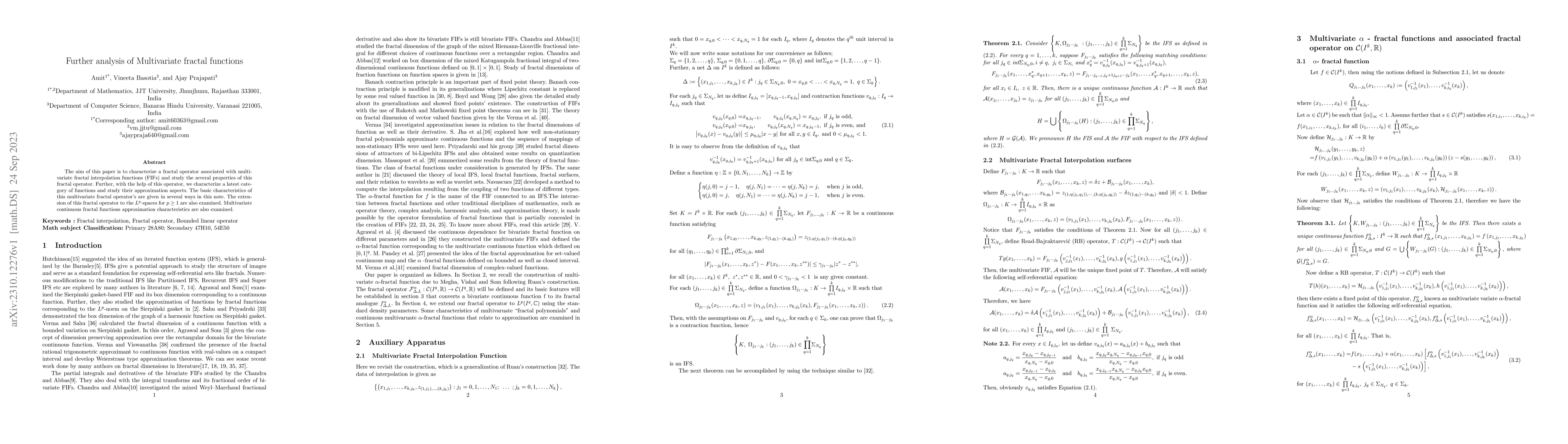 Thumbnail for Further analysis of Multivariate fractal functions