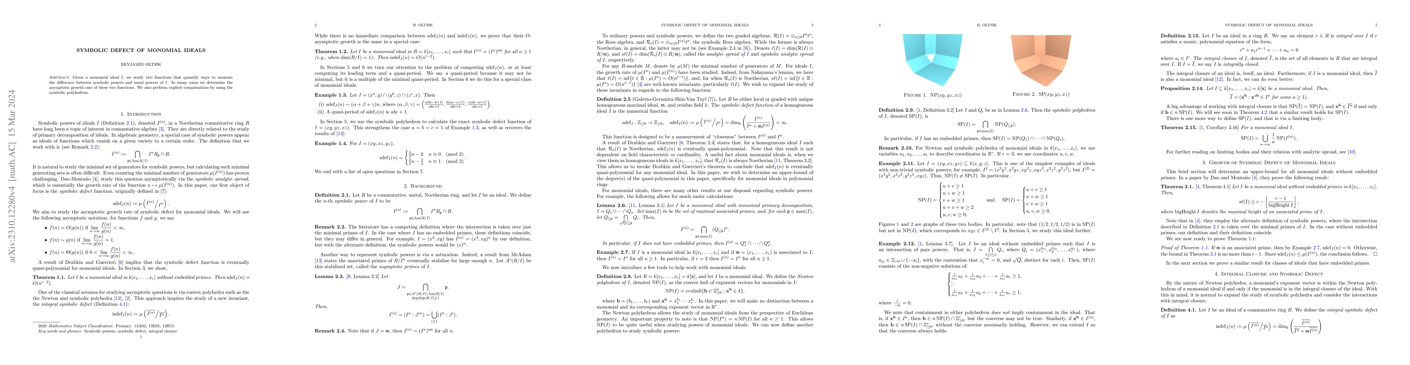 Thumbnail for Symbolic Defect of Monomial Ideals