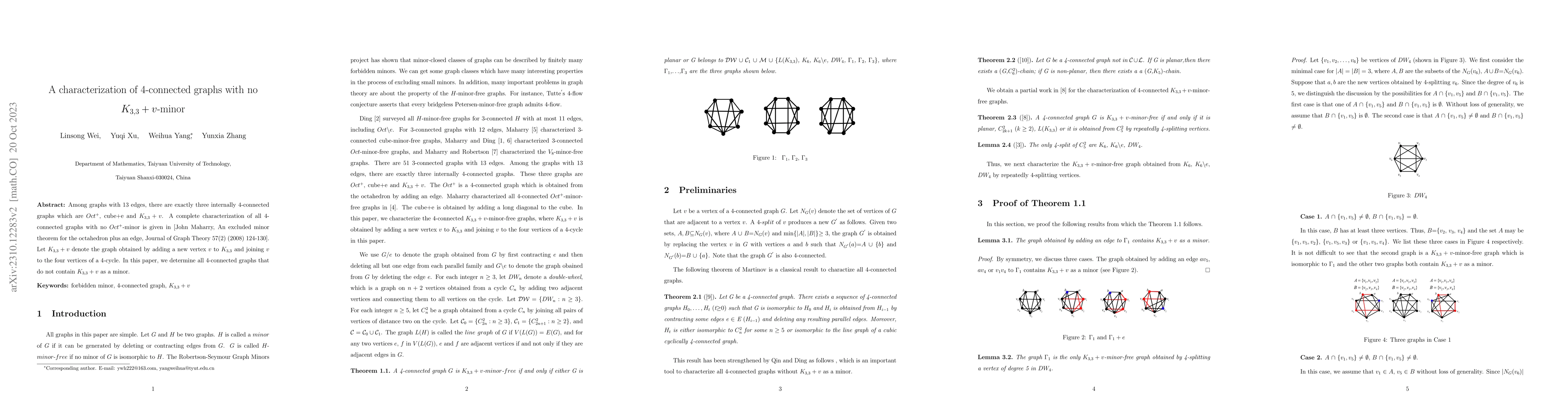 Thumbnail for A characterization of 4-connected graphs with no $K_{3,3}+v$-minor