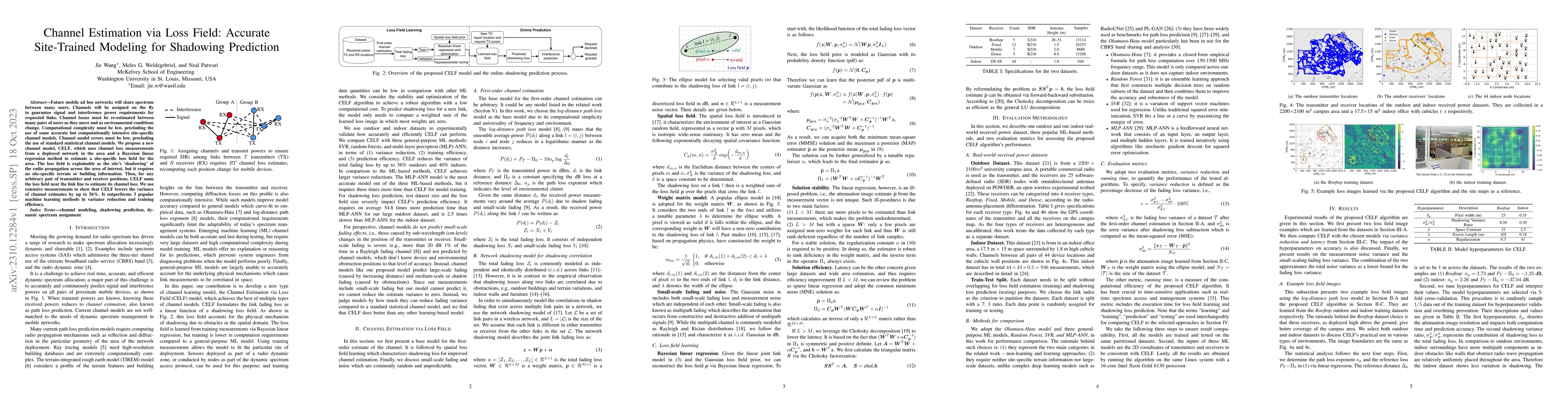Thumbnail for Channel Estimation via Loss Field: Accurate Site-Trained Modeling for
  Shadowing Prediction