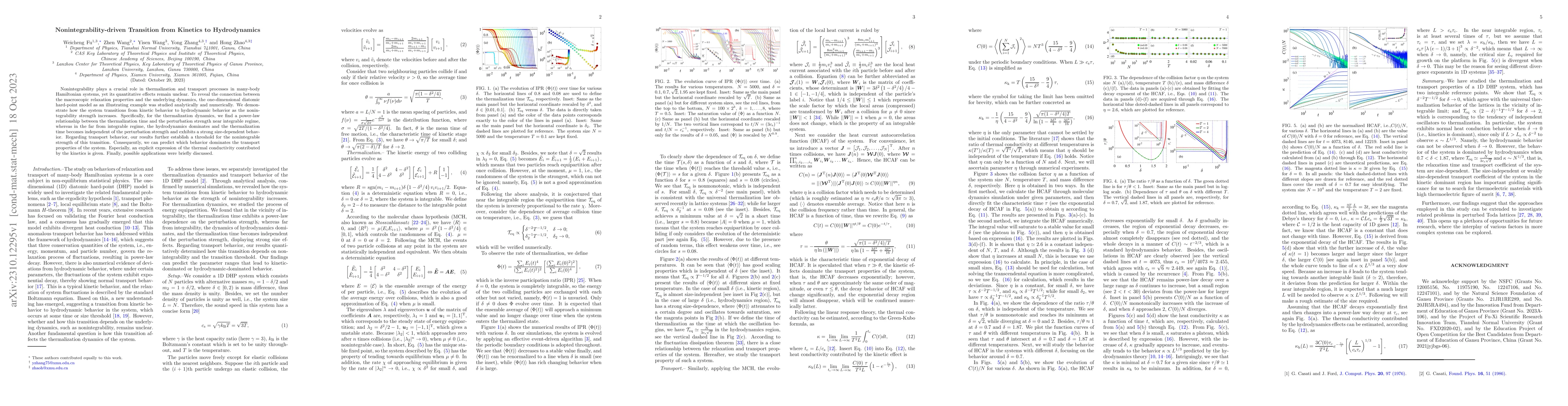 Thumbnail for Nonintegrability-driven Transition from Kinetics to Hydrodynamics