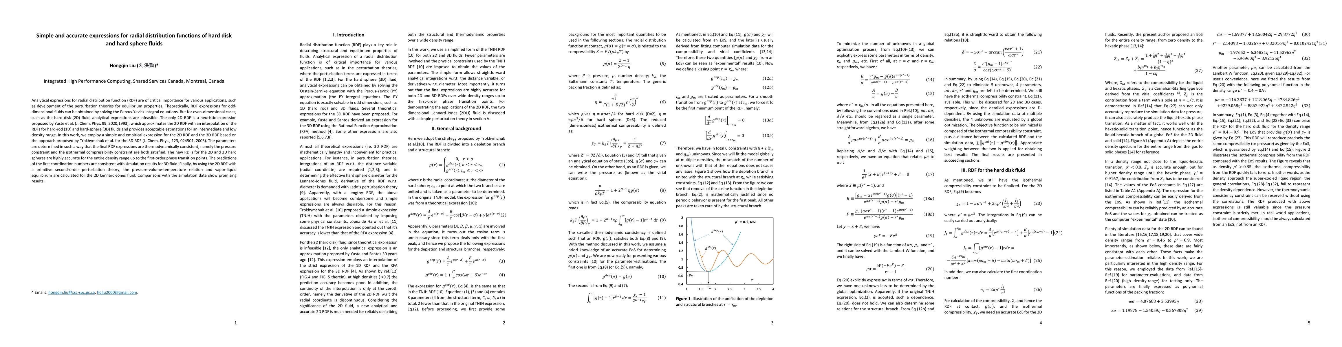 Thumbnail for Simple and accurate expressions for radial distribution functions of
  hard disk and hard sphere fluids