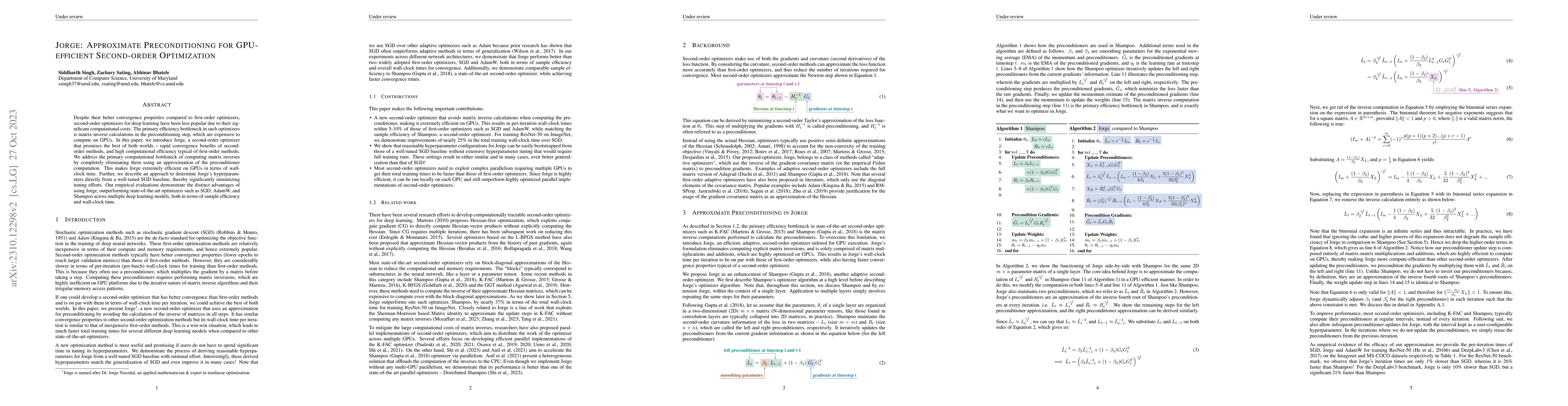 Thumbnail for Jorge: Approximate Preconditioning for GPU-efficient Second-order
  Optimization
