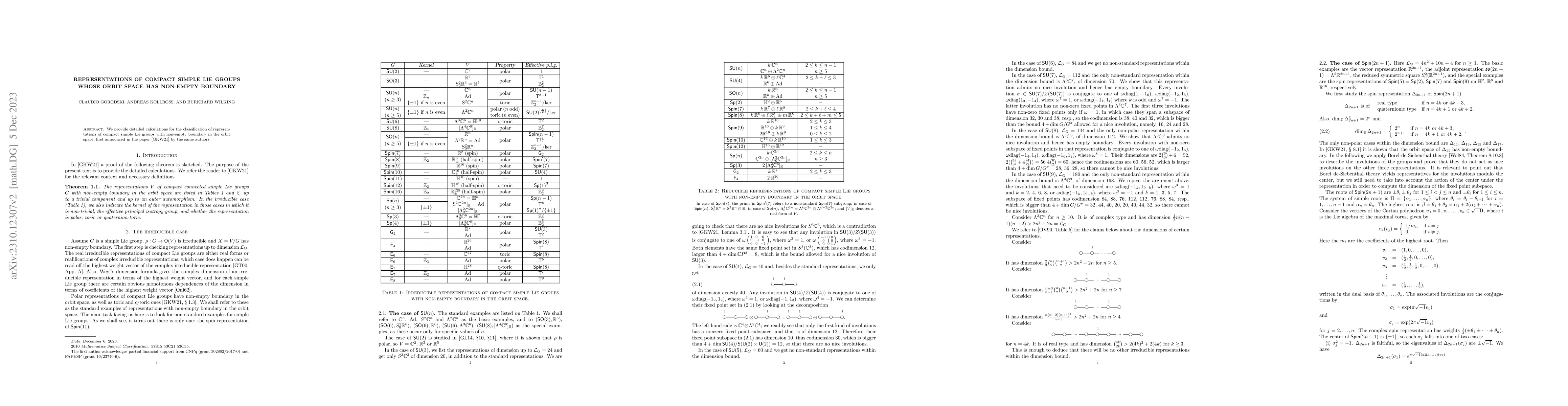 Thumbnail for Representations of compact simple Lie groups whose orbit space has
  non-empty boundary