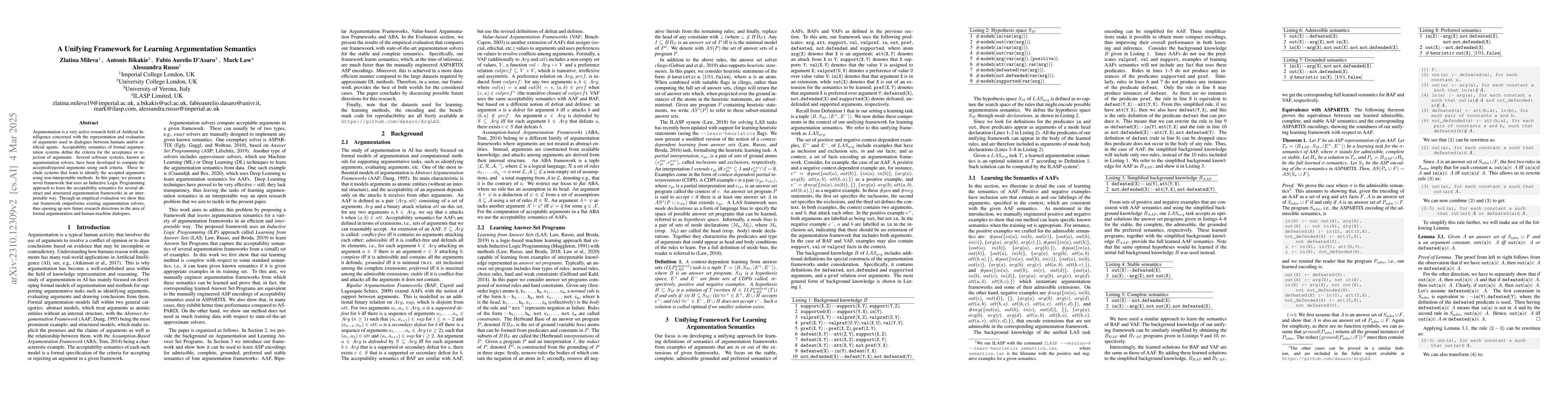 Thumbnail for A Unifying Framework for Learning Argumentation Semantics
