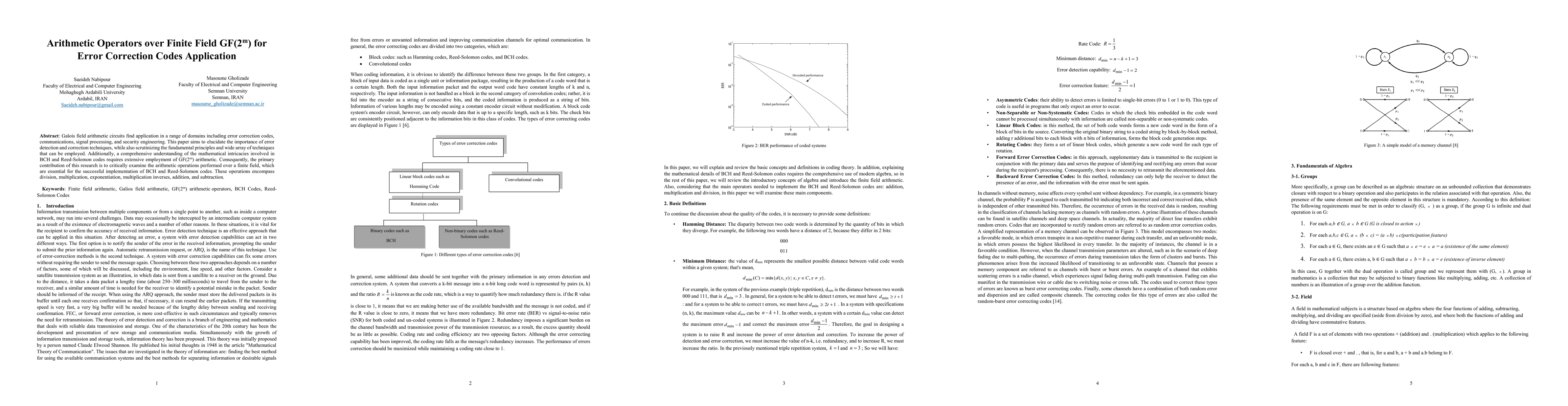 Thumbnail for Arithmetic Operators over Finite Field GF($2^m$) for Error Correction
  Codes Application