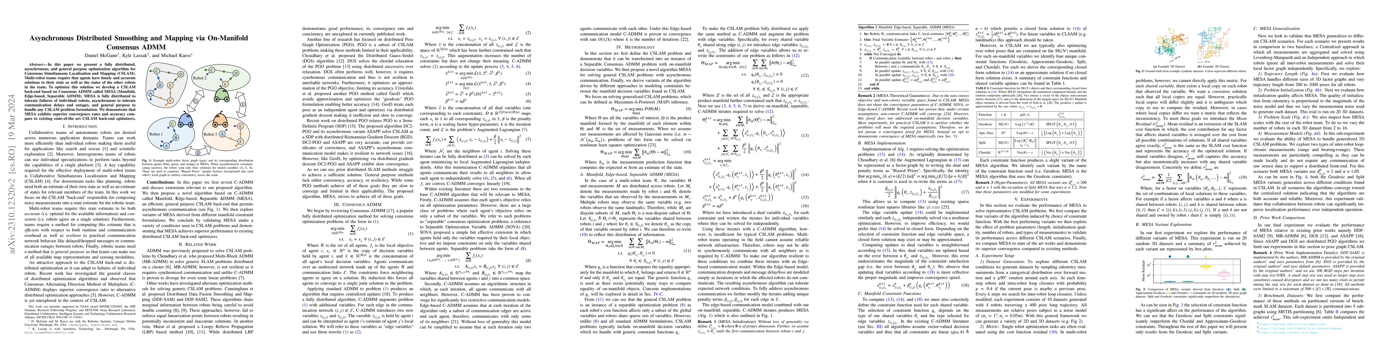 Thumbnail for Asynchronous Distributed Smoothing and Mapping via On-Manifold Consensus
  ADMM