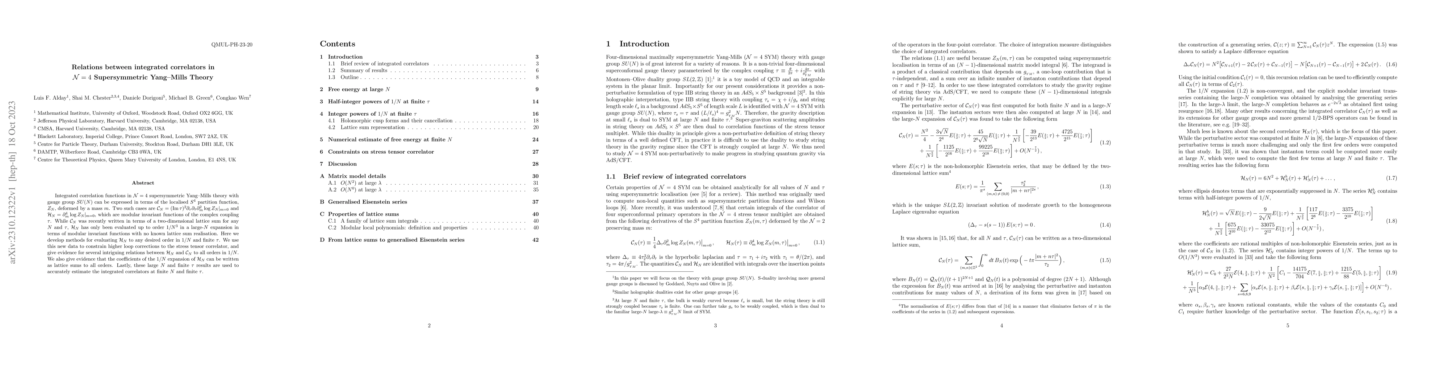 Thumbnail for Relations between integrated correlators in $\mathcal{N}=4$
  Supersymmetric Yang--Mills Theory