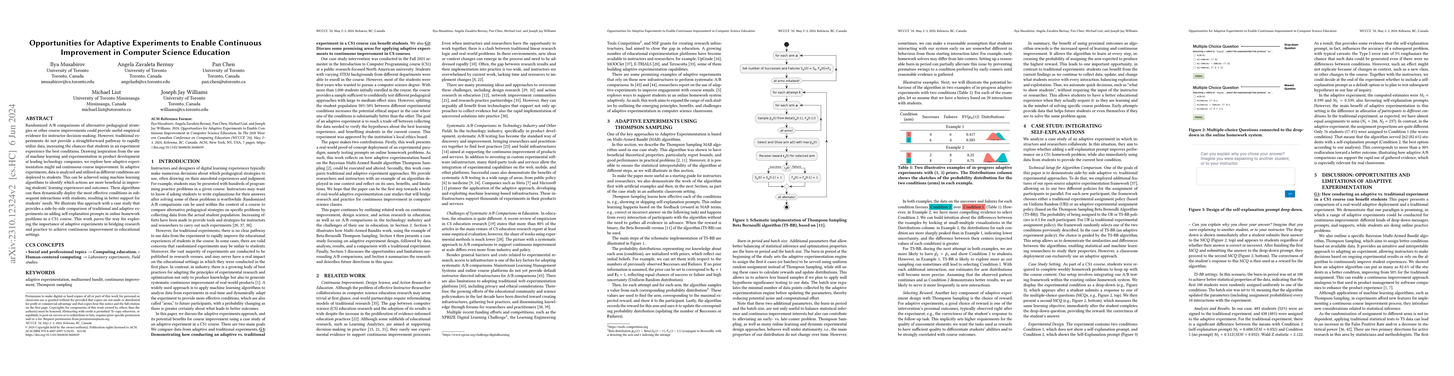 Thumbnail for Opportunities for Adaptive Experiments to Enable Continuous Improvement
  in Computer Science Education