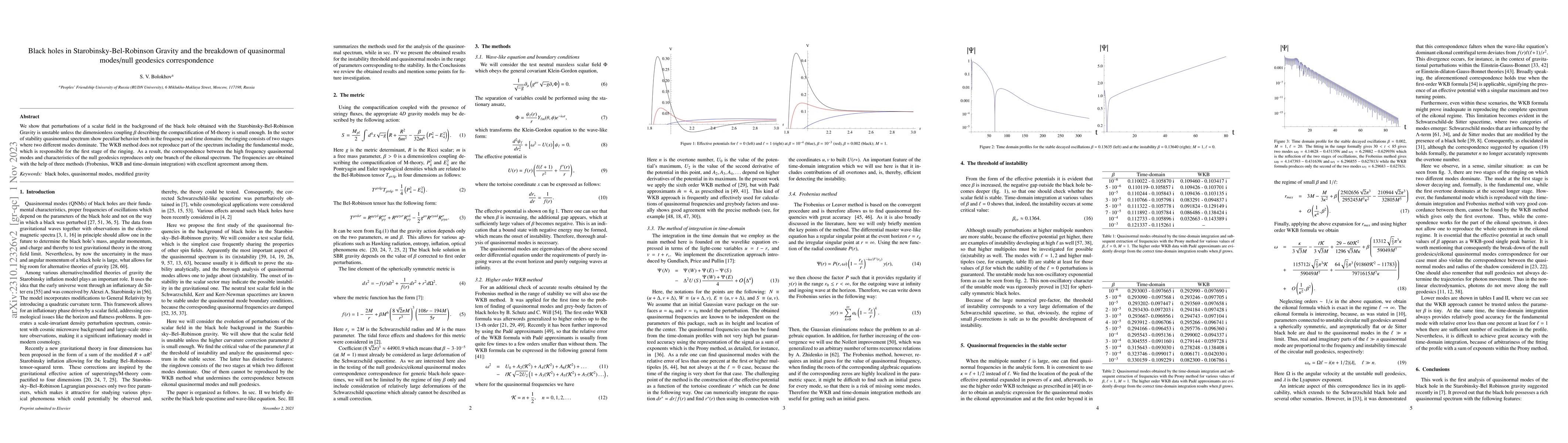 Thumbnail for Black holes in Starobinsky-Bel-Robinson Gravity and the breakdown of
  quasinormal modes/null geodesics correspondence