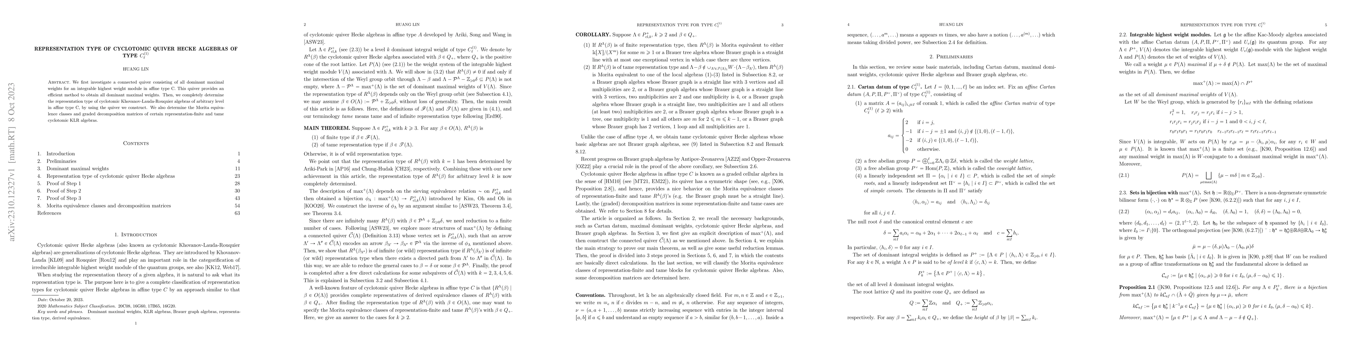 Thumbnail for Representation type of cyclotomic quiver Hecke algebras of type
  $C^{(1)}_{\ell}$