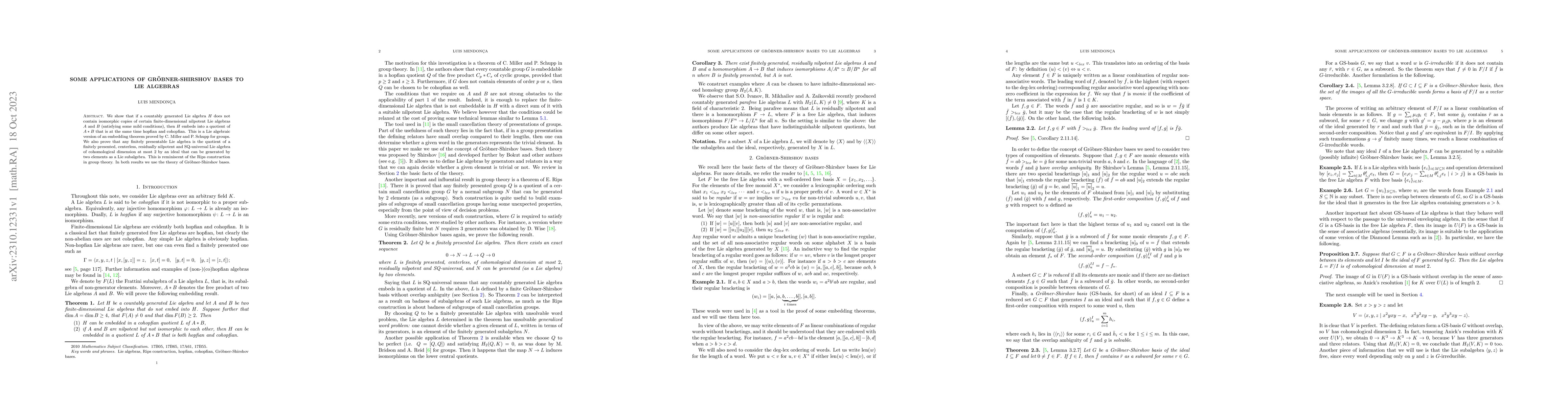 Thumbnail for Some applications of Gr\"obner-Shirshov bases to Lie algebras