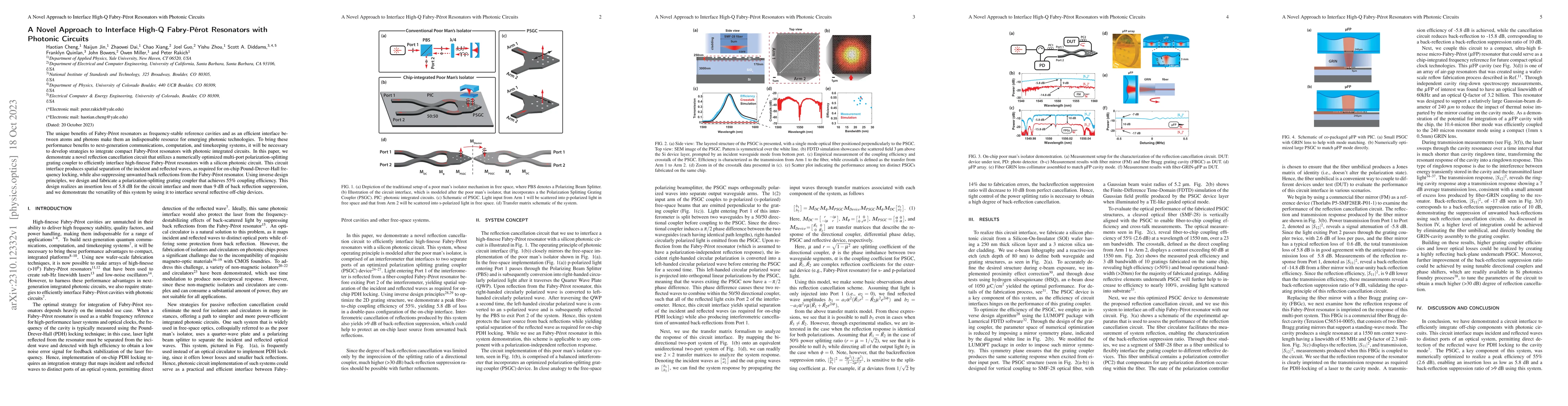 Thumbnail for A Novel Approach to Interface High-Q Fabry-P\'erot Resonators with
  Photonic Circuits