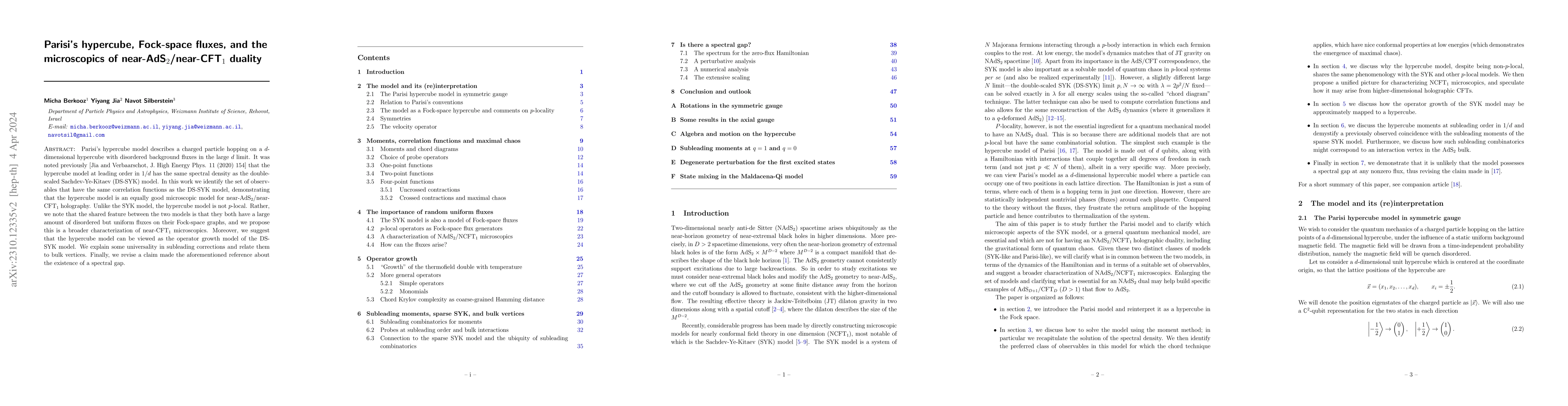 Thumbnail for Parisi's hypercube, Fock-space fluxes, and the microscopics of
  near-AdS$_2$/near-CFT$_1$ duality