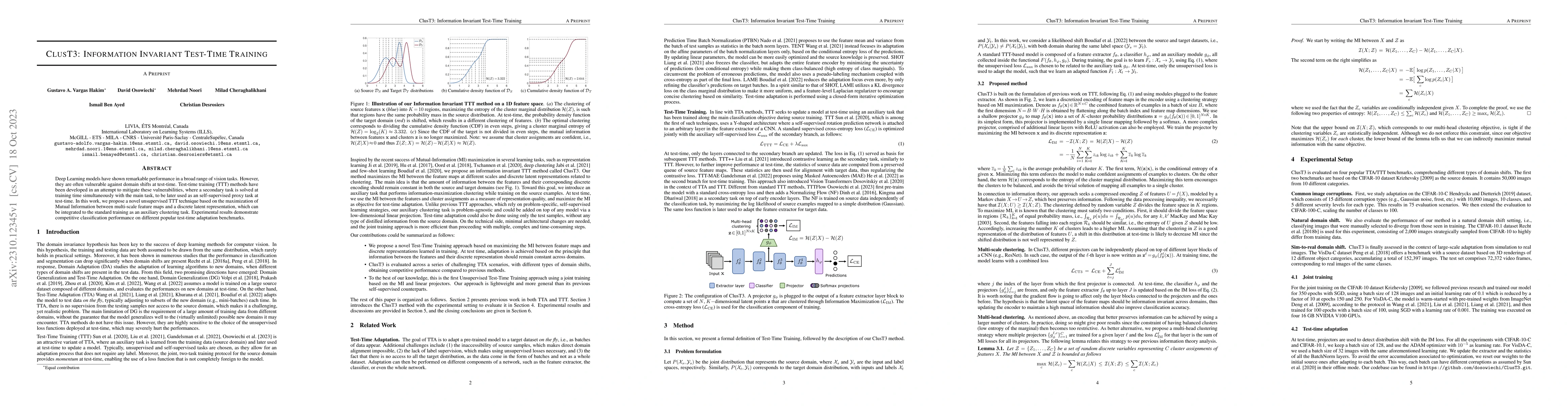 Thumbnail for ClusT3: Information Invariant Test-Time Training