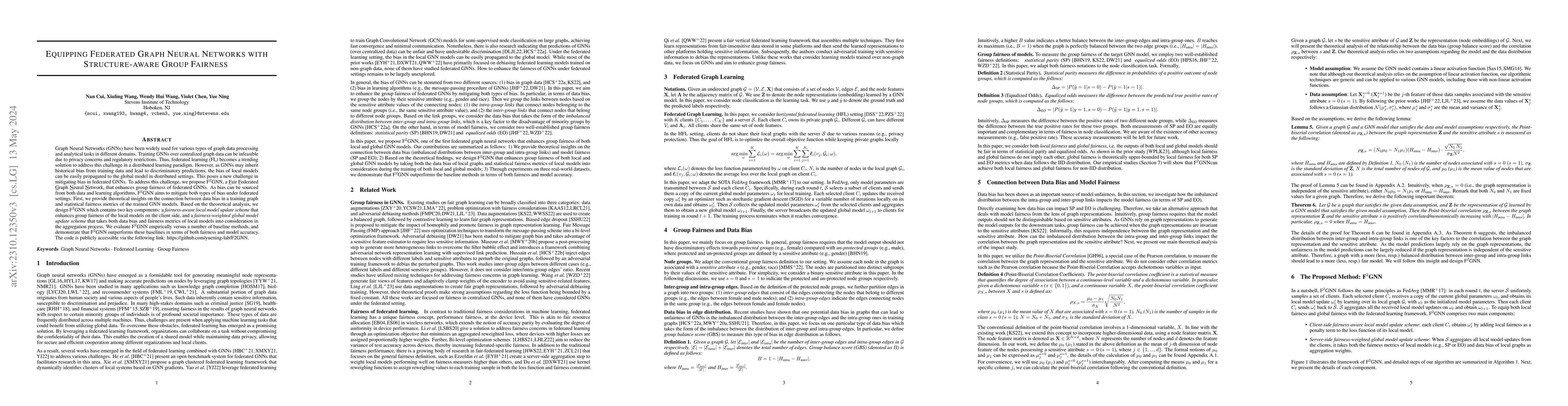 Thumbnail for Equipping Federated Graph Neural Networks with Structure-aware Group
  Fairness