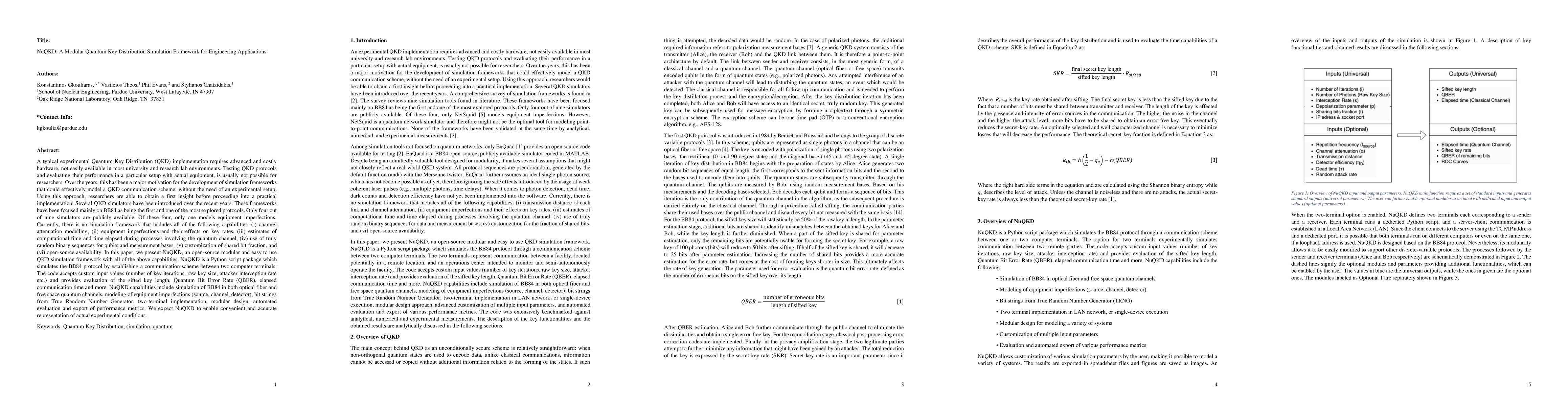 Thumbnail for NuQKD: A Modular Quantum Key Distribution Simulation Framework for
  Engineering Applications