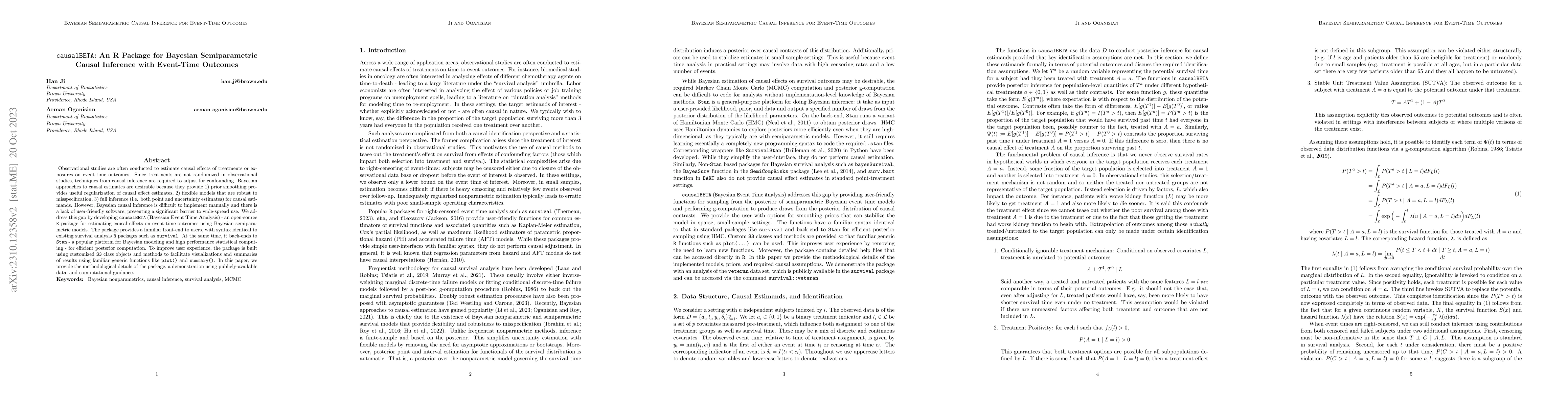 Thumbnail for causalBETA: An R Package for Bayesian Semiparametric Causal Inference
  with Event-Time Outcomes