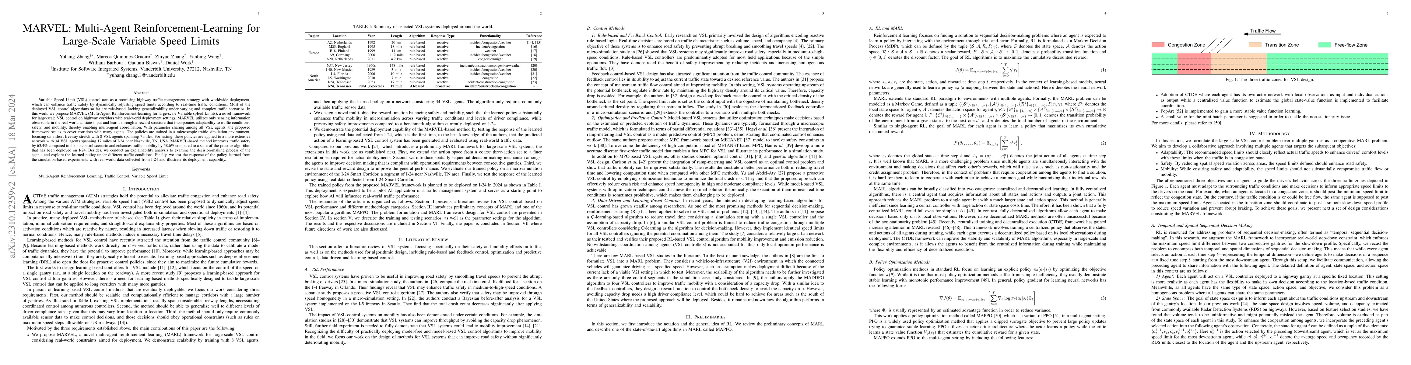 Thumbnail for MARVEL: Multi-Agent Reinforcement-Learning for Large-Scale Variable
  Speed Limits