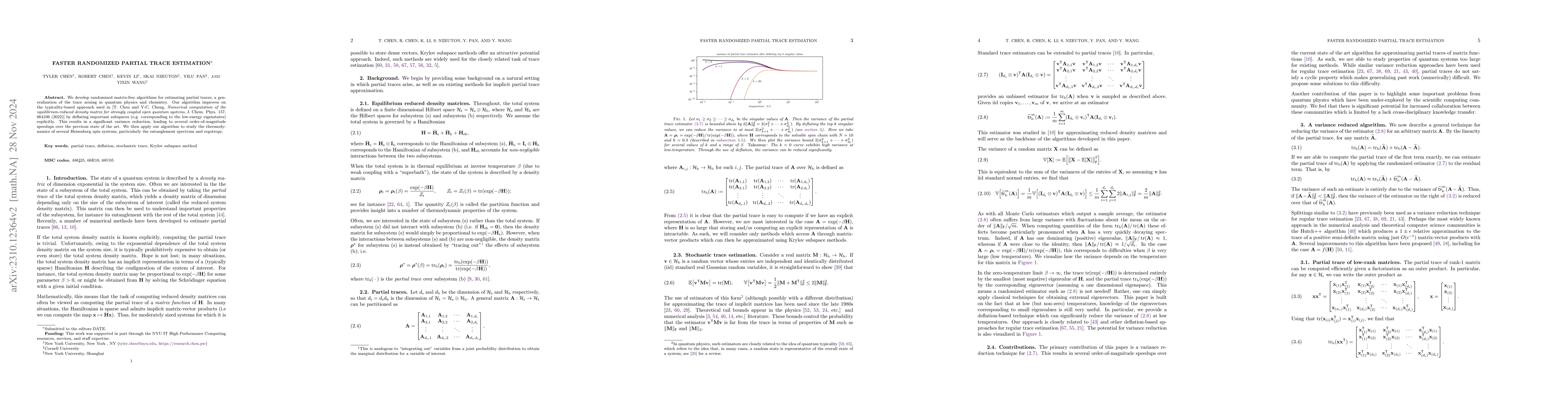 Thumbnail for Faster randomized partial trace estimation