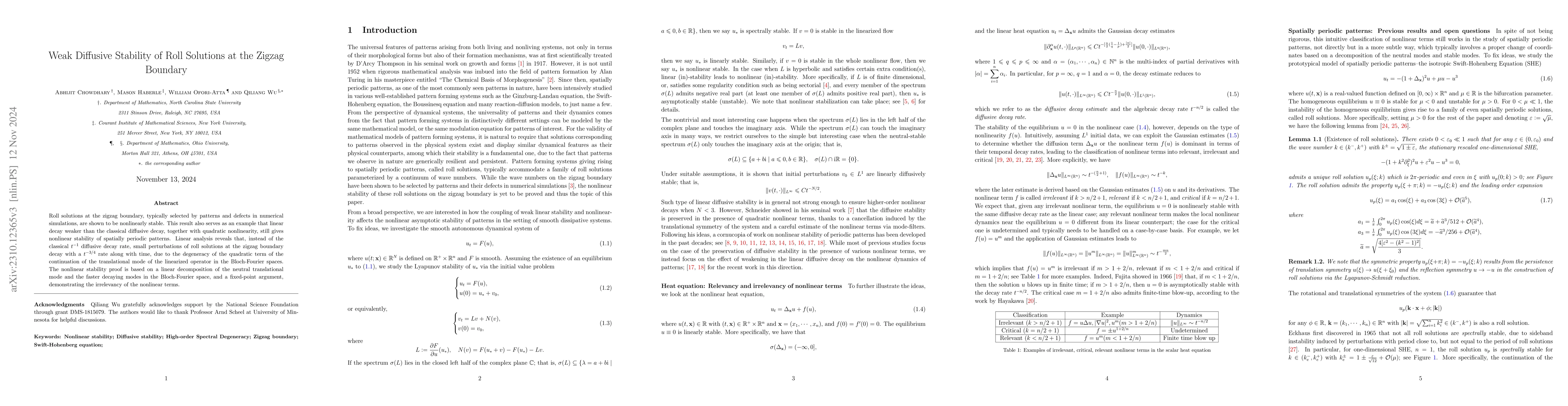 Thumbnail for Weak Diffusive Stability of Roll Solutions at the Zigzag Boundary