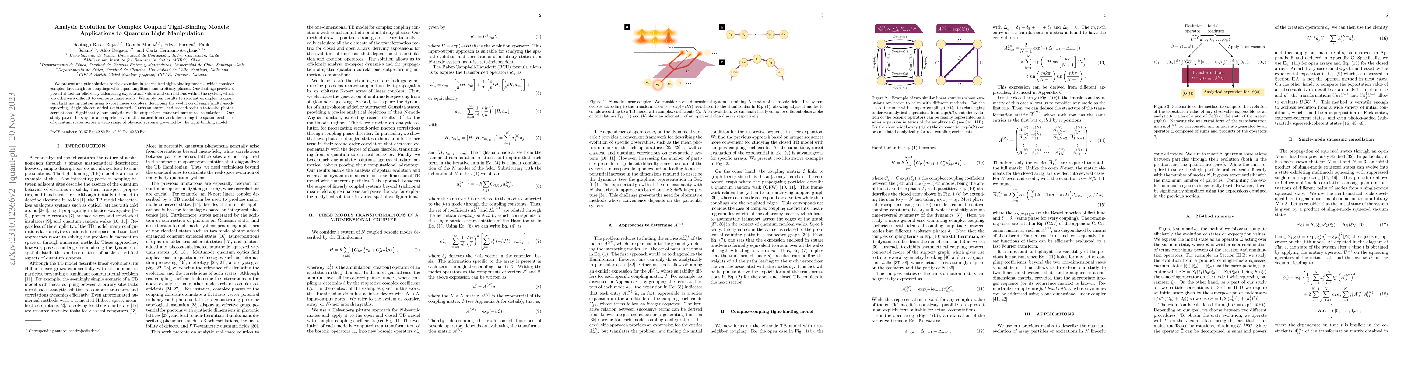 Thumbnail for Analytic Evolution for Complex Coupled Tight-Binding Models:
  Applications to Quantum Light Manipulation