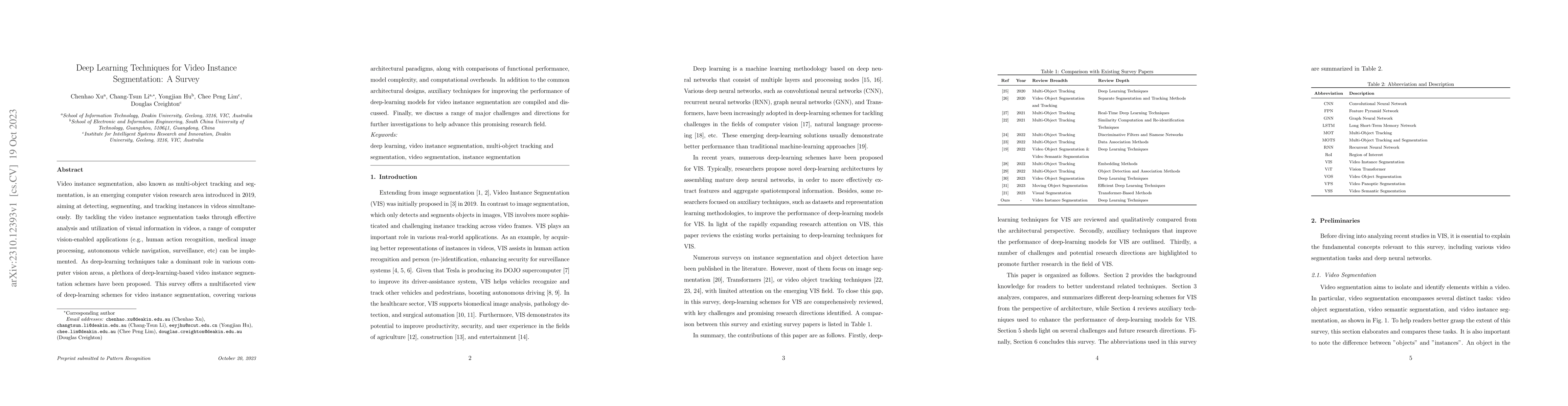 Thumbnail for Deep Learning Techniques for Video Instance Segmentation: A Survey