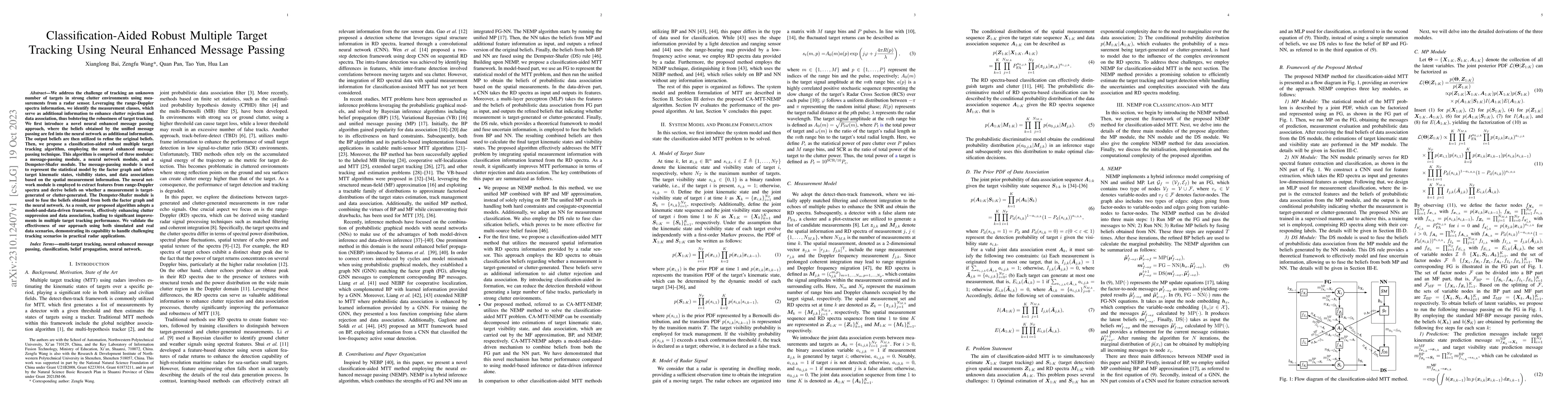 Thumbnail for Classification-Aided Robust Multiple Target Tracking Using Neural
  Enhanced Message Passing