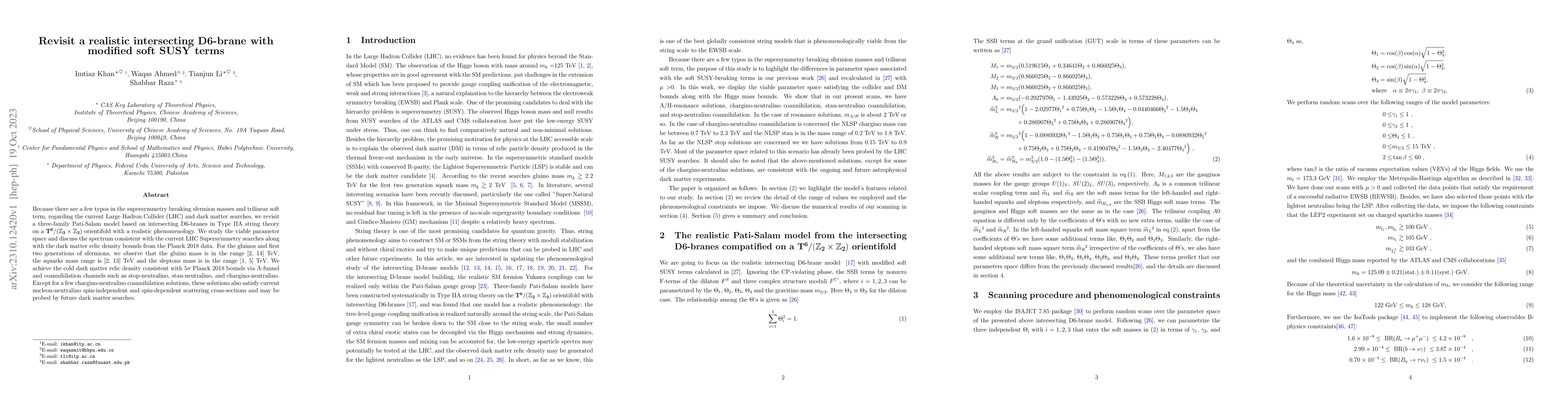 Thumbnail for Revisit a realistic intersecting D6-brane with modified soft SUSY terms