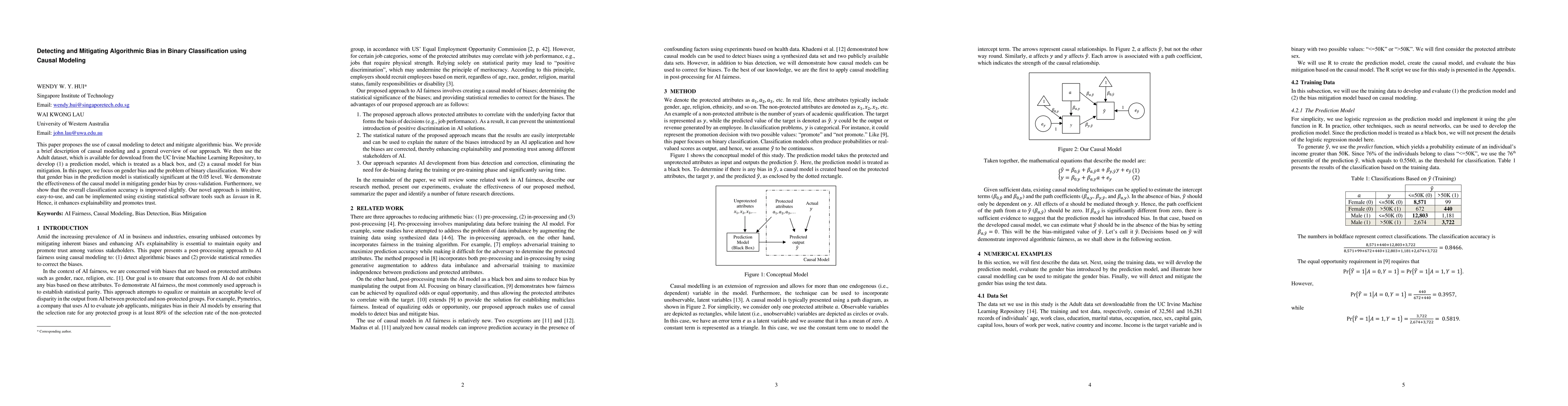 Thumbnail for Detecting and Mitigating Algorithmic Bias in Binary Classification using
  Causal Modeling