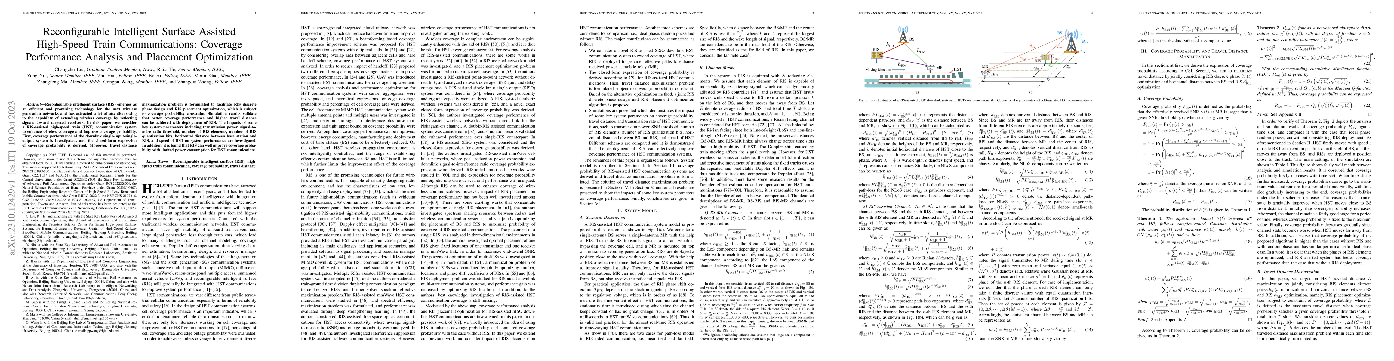 Thumbnail for Reconfigurable Intelligent Surface Assisted High-Speed Train
  Communications: Coverage Performance Analysis and Placement Optimization