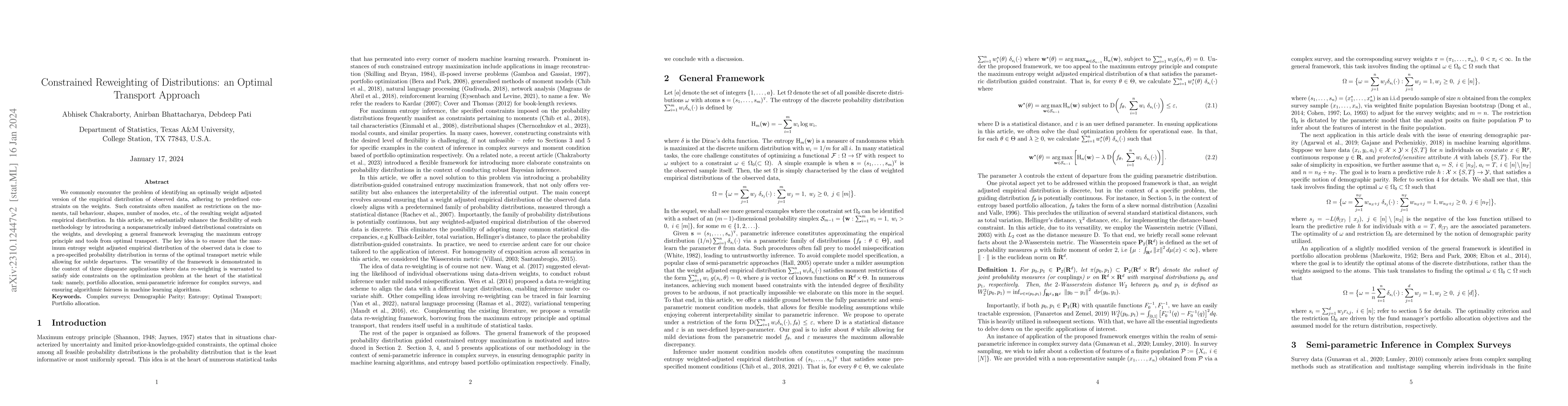 Thumbnail for Constrained Reweighting of Distributions: an Optimal Transport Approach