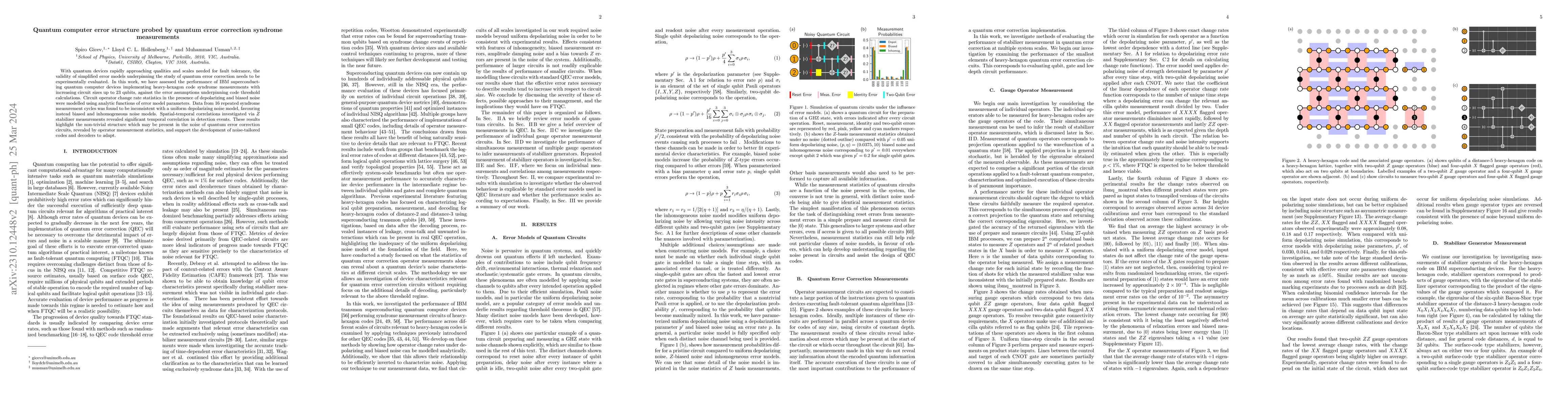 Thumbnail for Quantum computer error structure probed by quantum error correction
  syndrome measurements