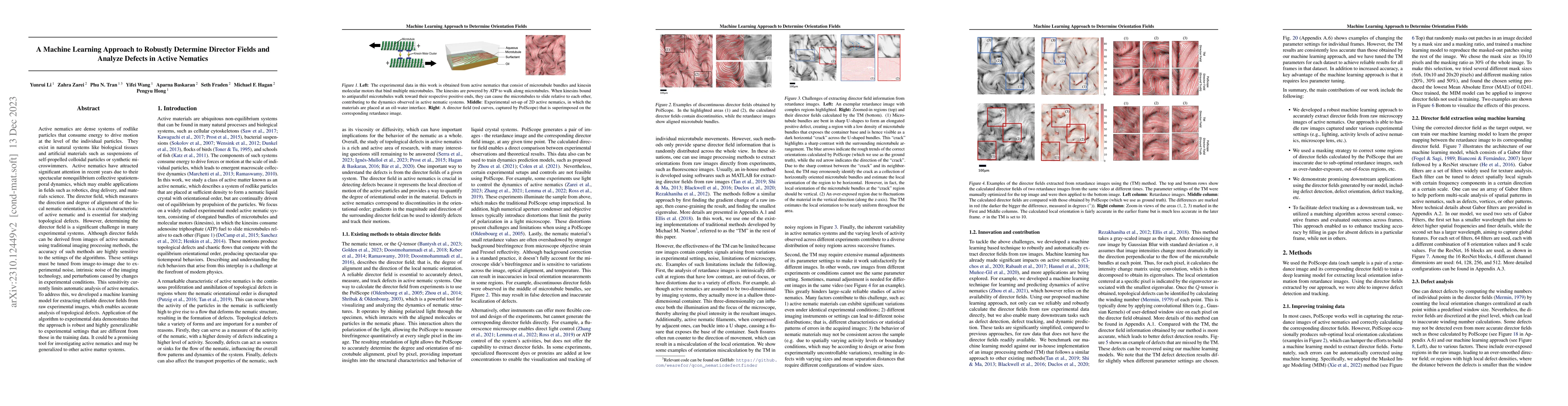Thumbnail for A Machine Learning Approach to Robustly Determine Director Fields and
  Analyze Defects in Active Nematics