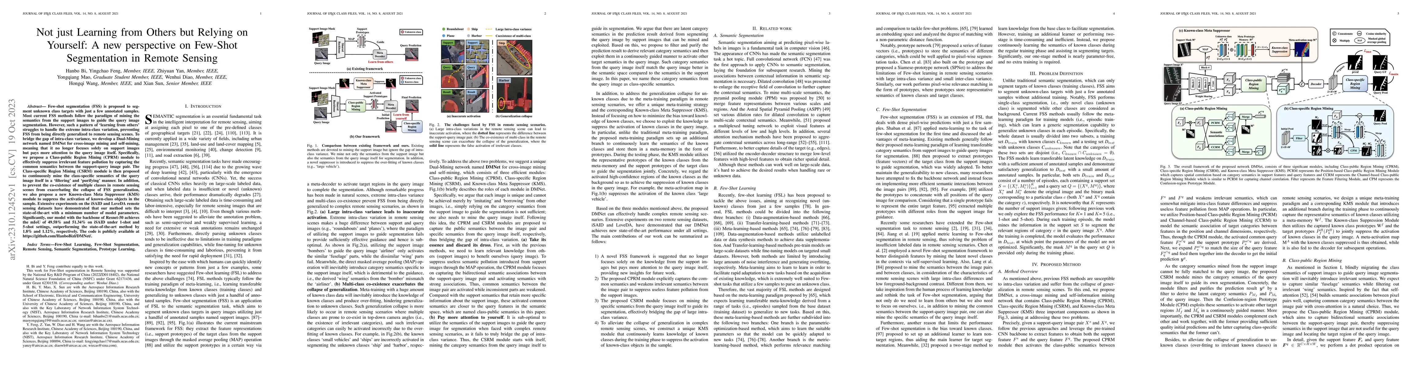 Thumbnail for Not Just Learning from Others but Relying on Yourself: A New Perspective
  on Few-Shot Segmentation in Remote Sensing
