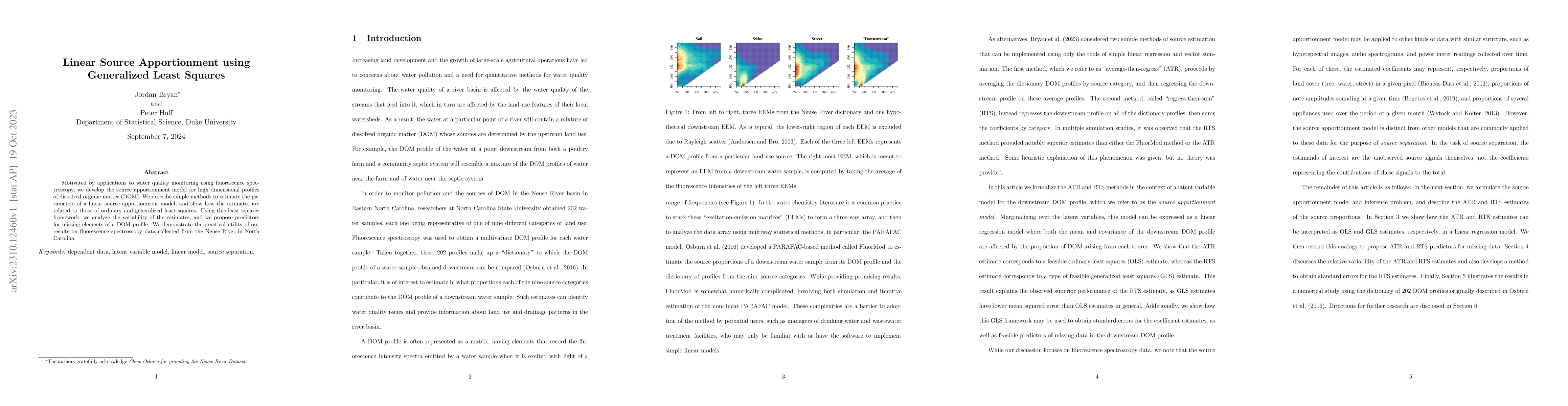 Thumbnail for Linear Source Apportionment using Generalized Least Squares