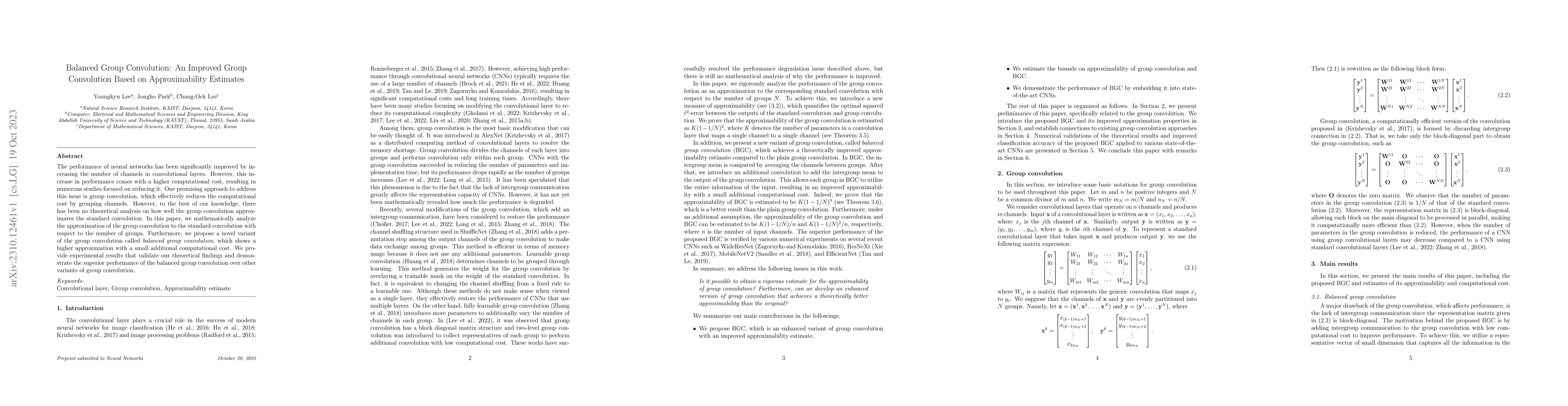 Thumbnail for Balanced Group Convolution: An Improved Group Convolution Based on
  Approximability Estimates