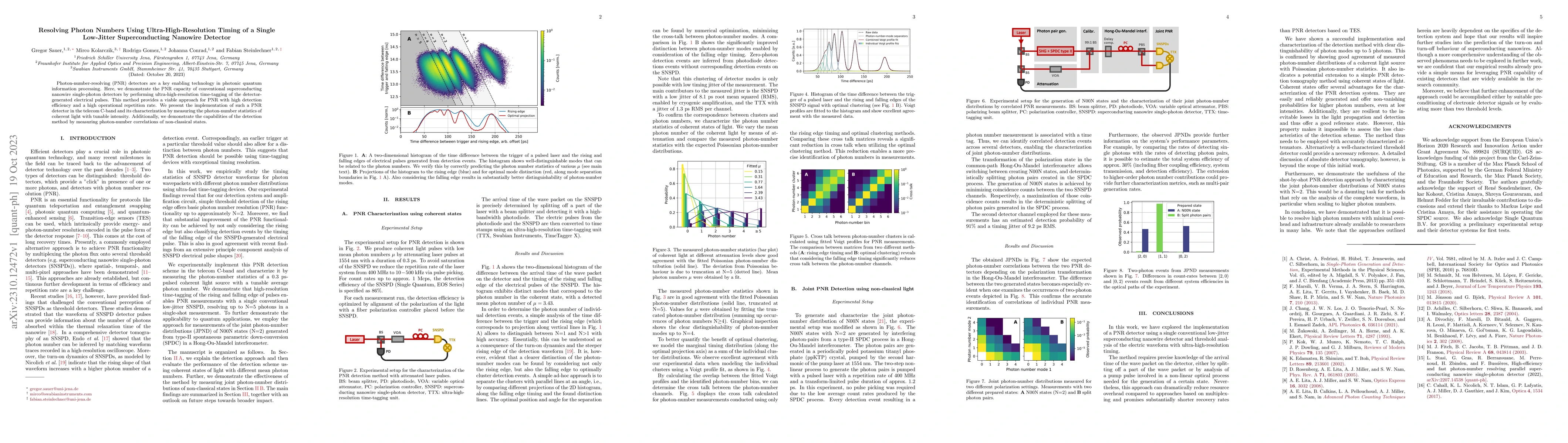 Thumbnail for Resolving Photon Numbers Using Ultra-High-Resolution Timing of a Single
  Low-Jitter Superconducting Nanowire Detector