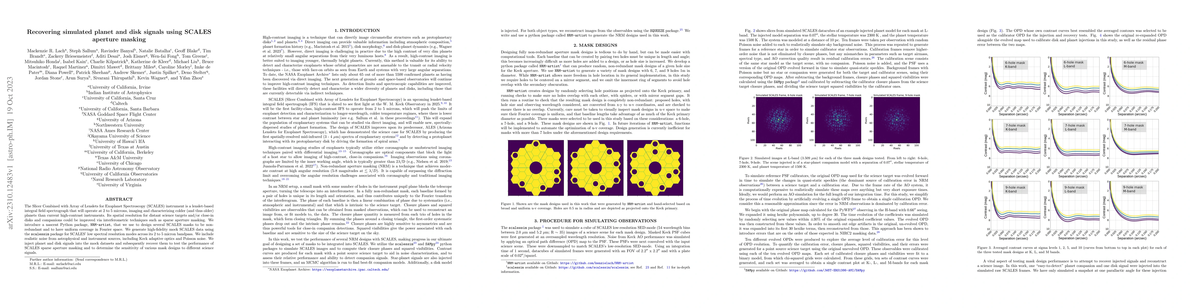 Thumbnail for Recovering simulated planet and disk signals using SCALES aperture
  masking