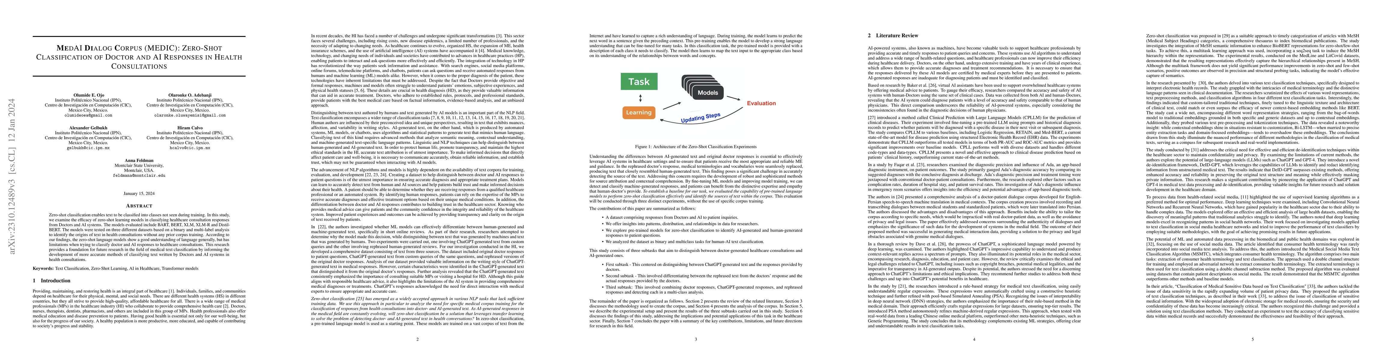 Thumbnail for MedAI Dialog Corpus (MEDIC): Zero-Shot Classification of Doctor and AI
  Responses in Health Consultations