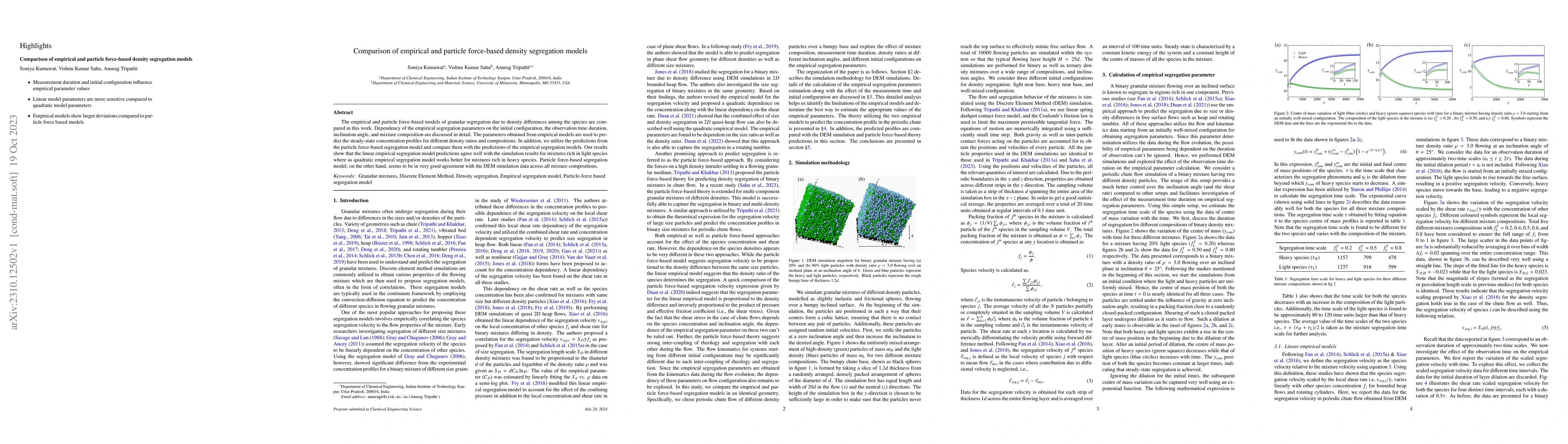 Thumbnail for Comparison of empirical and particle force-based density segregation
  models