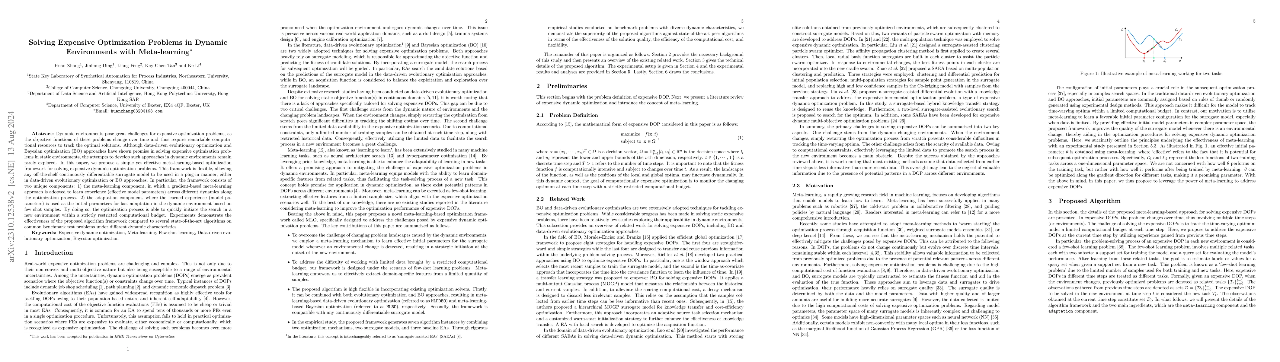 Thumbnail for Solving Expensive Optimization Problems in Dynamic Environments with
  Meta-learning