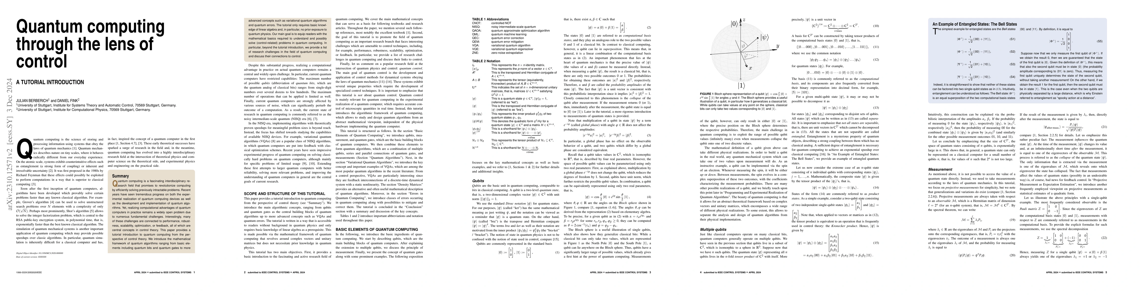 Thumbnail for Quantum computing through the lens of control: A tutorial introduction