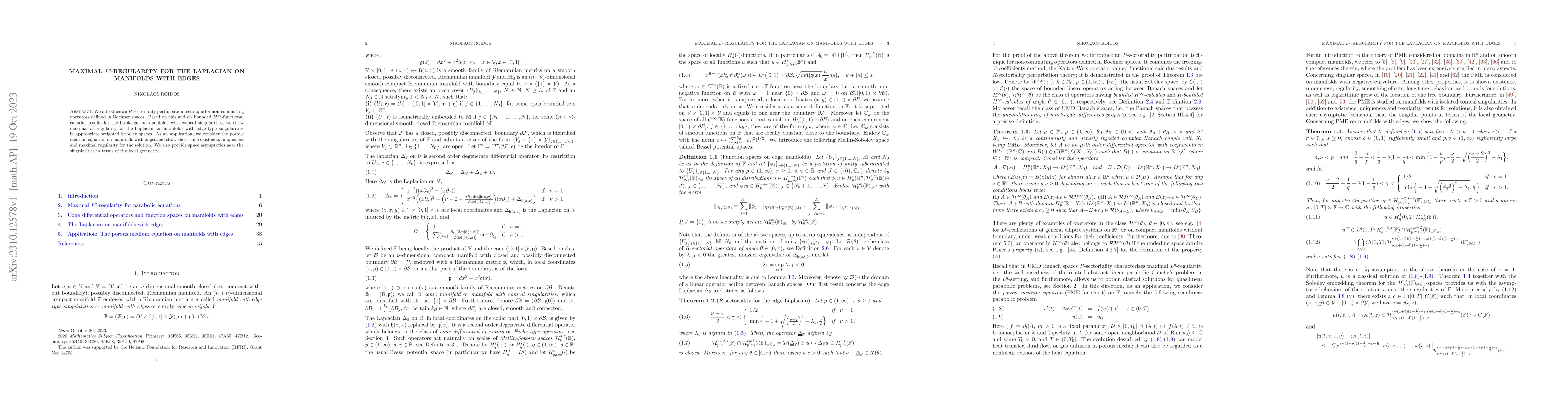 Thumbnail for Maximal $L^{q}$-regularity for the Laplacian on manifolds with edges