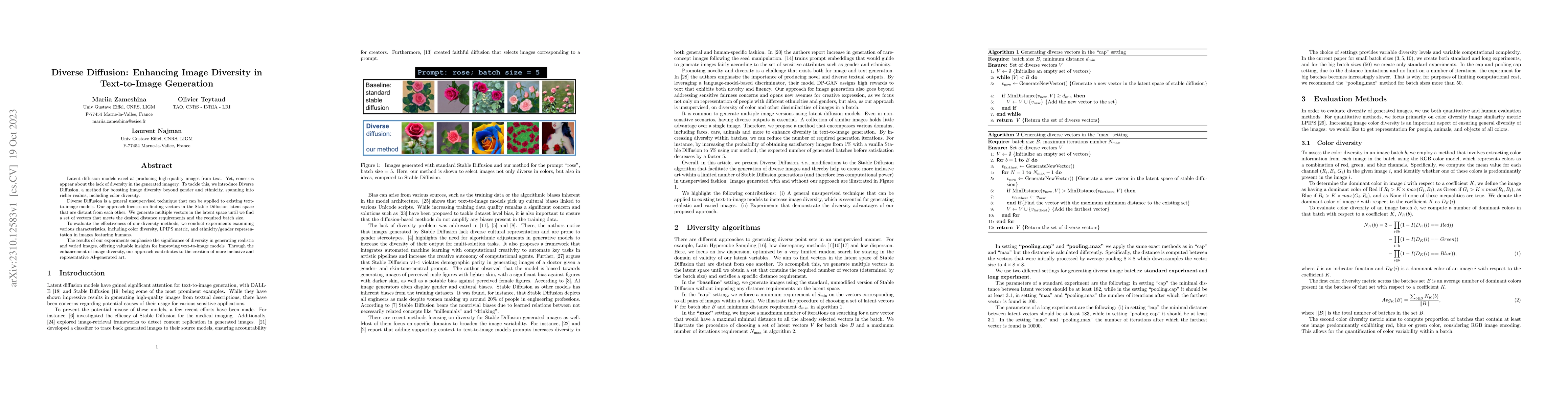 Thumbnail for Diverse Diffusion: Enhancing Image Diversity in Text-to-Image Generation