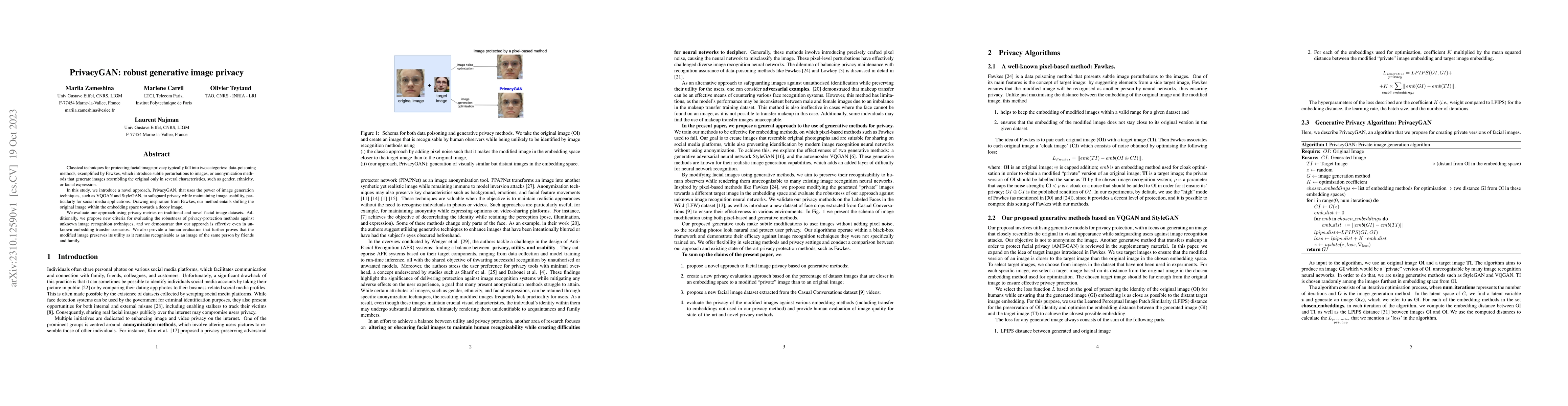 Thumbnail for PrivacyGAN: robust generative image privacy