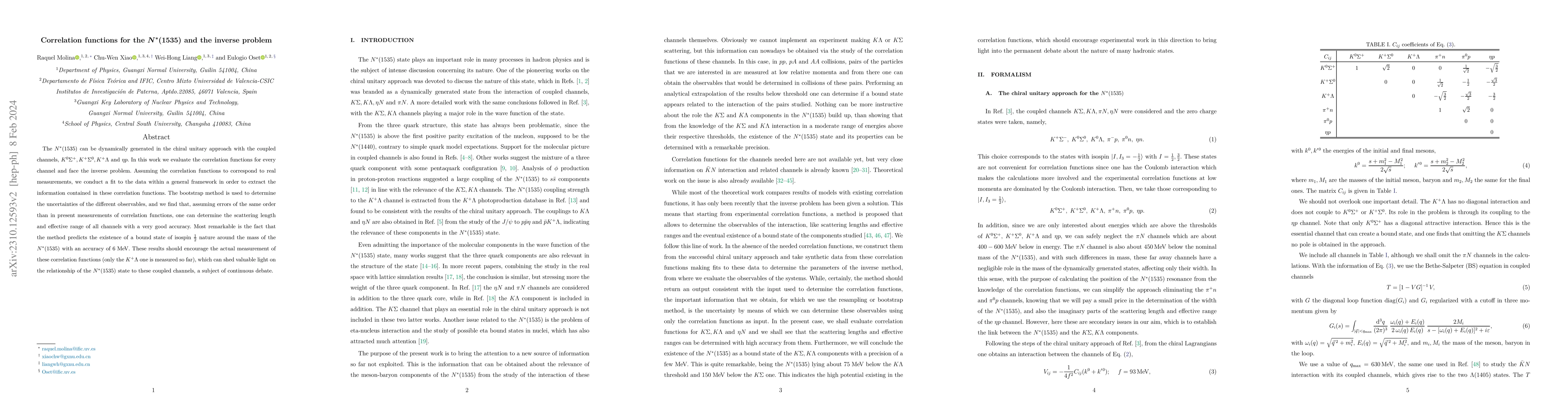 Thumbnail for Correlation functions for the $N^*(1535)$ and the inverse problem