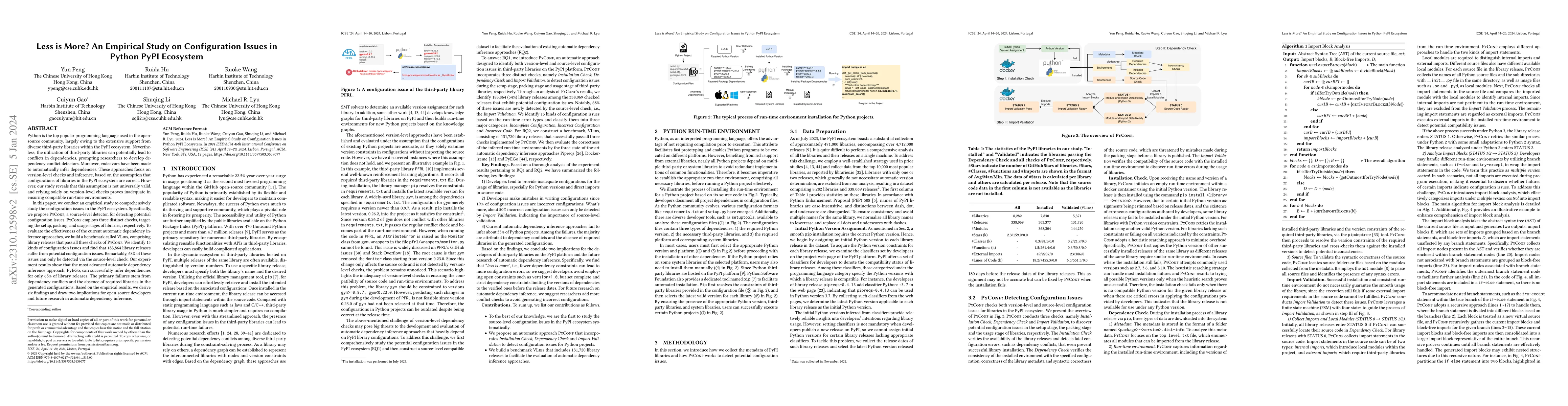 Thumbnail for Less is More? An Empirical Study on Configuration Issues in Python PyPI
  Ecosystem