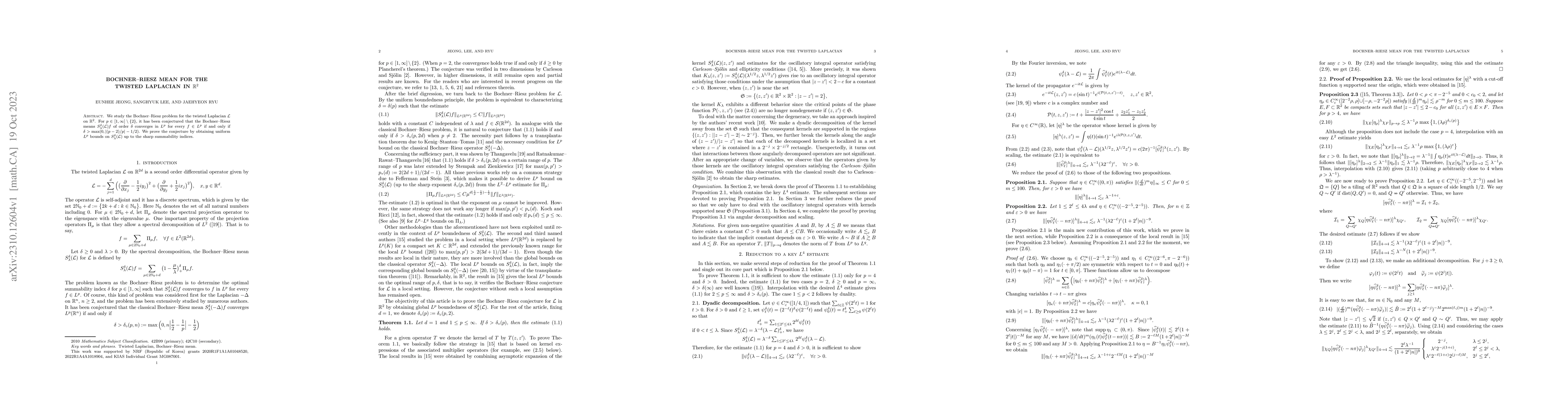 Thumbnail for Bochner-Riesz mean for the twisted Laplacian in $\mathbb R^2$