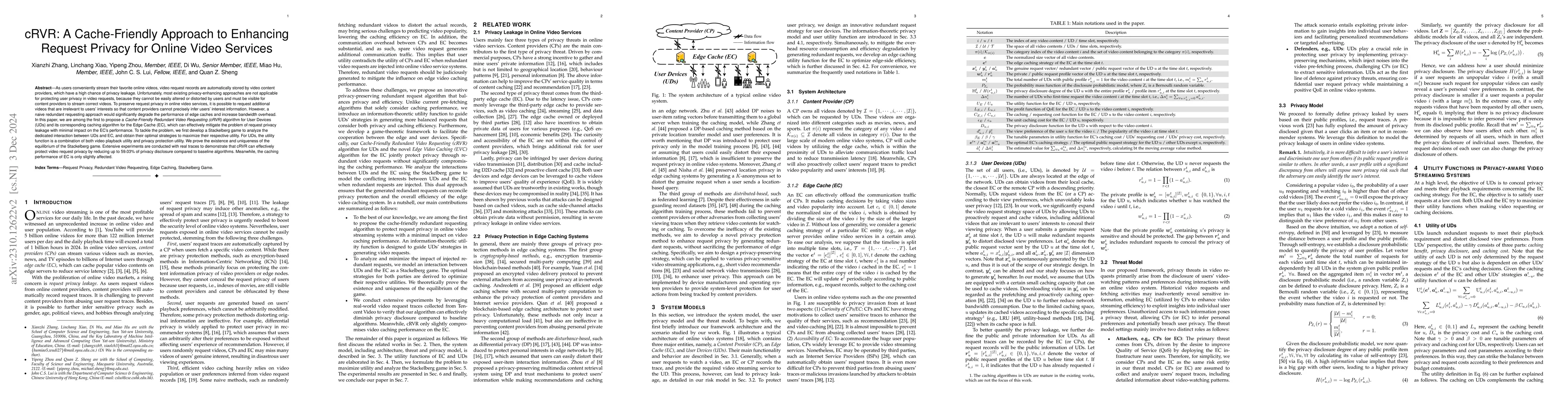 Thumbnail for cRVR: A Stackelberg Game Approach for Joint Privacy-Aware Video
  Requesting and Edge Caching